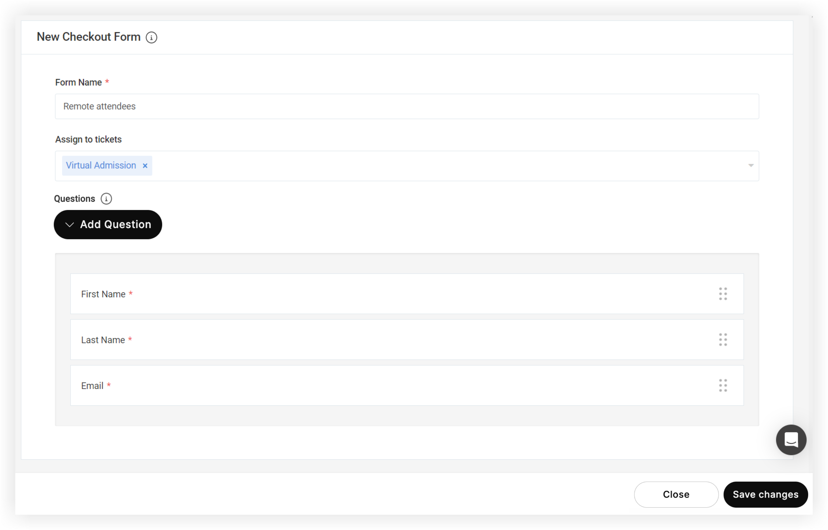 The New Checkout Form page.