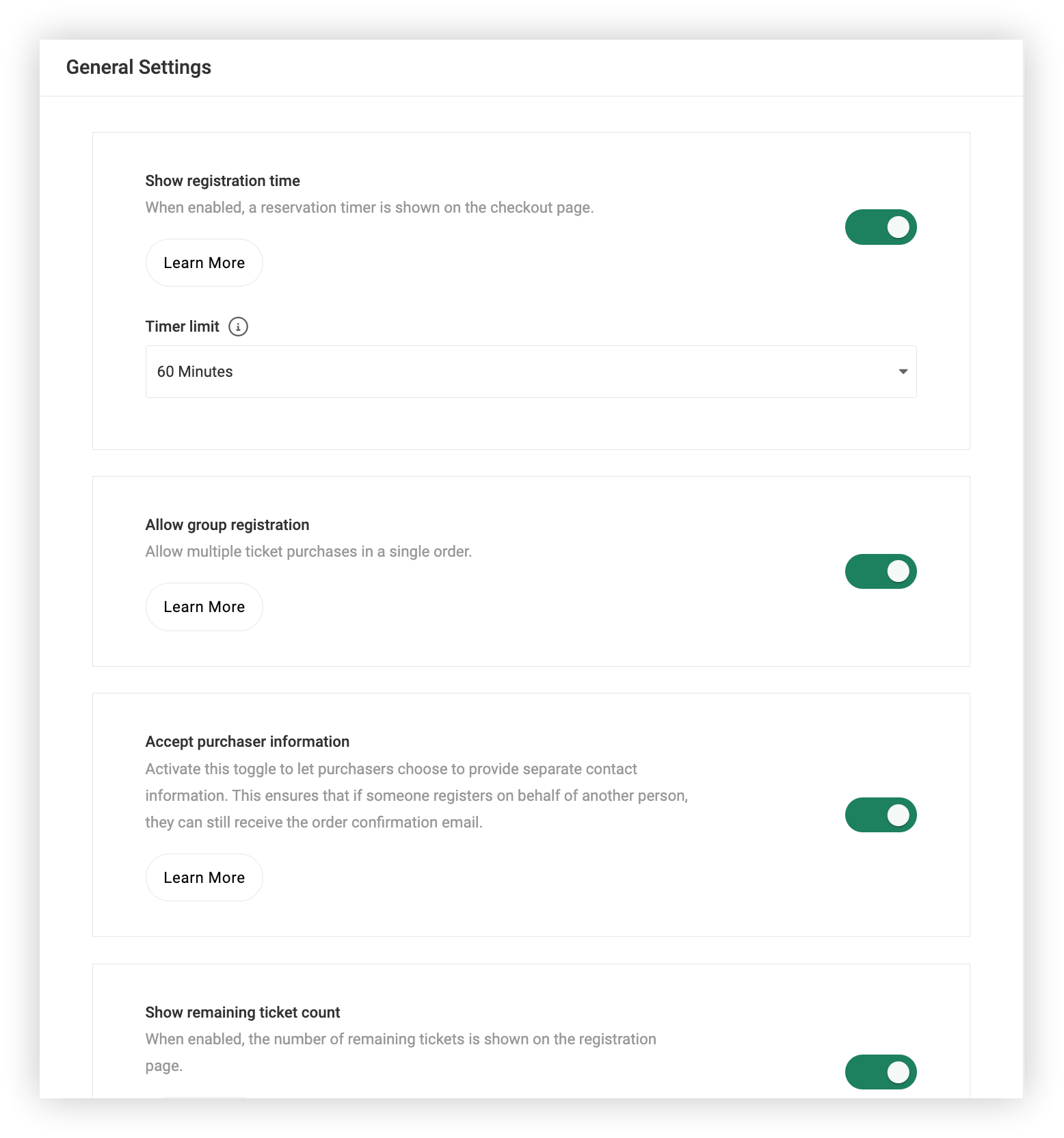 The General Settings panel.