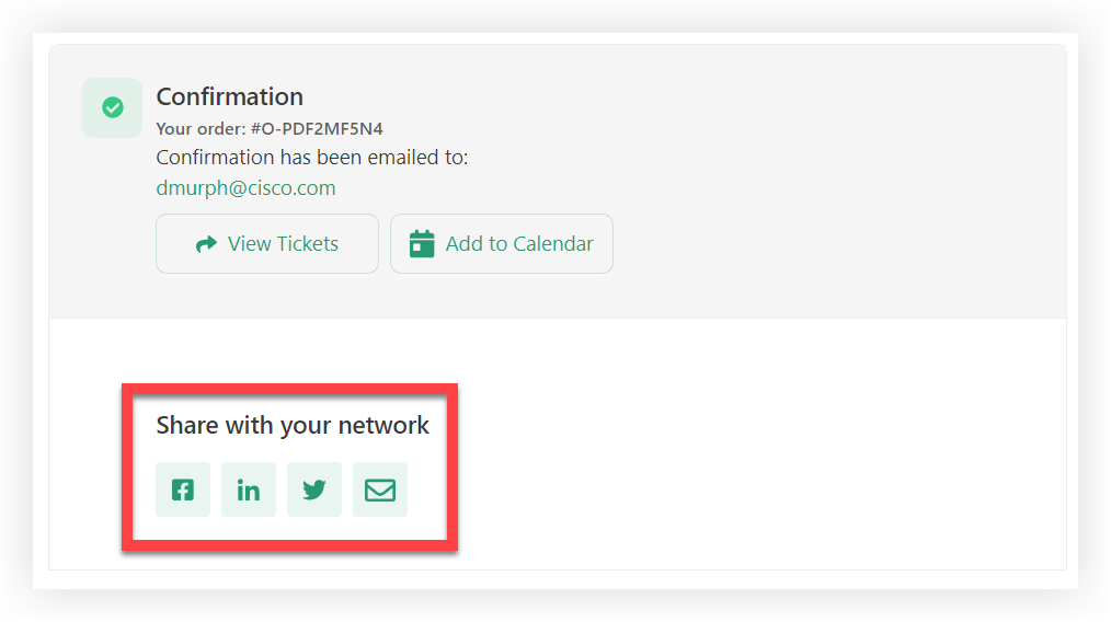 The Social Sharing buttons as they appear on the registration page.