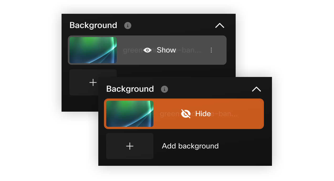 Showing and hiding a background on the Brands tab.