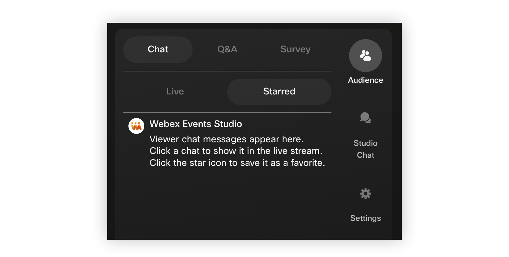 The Chat tab of the Audience panel in the Studio.