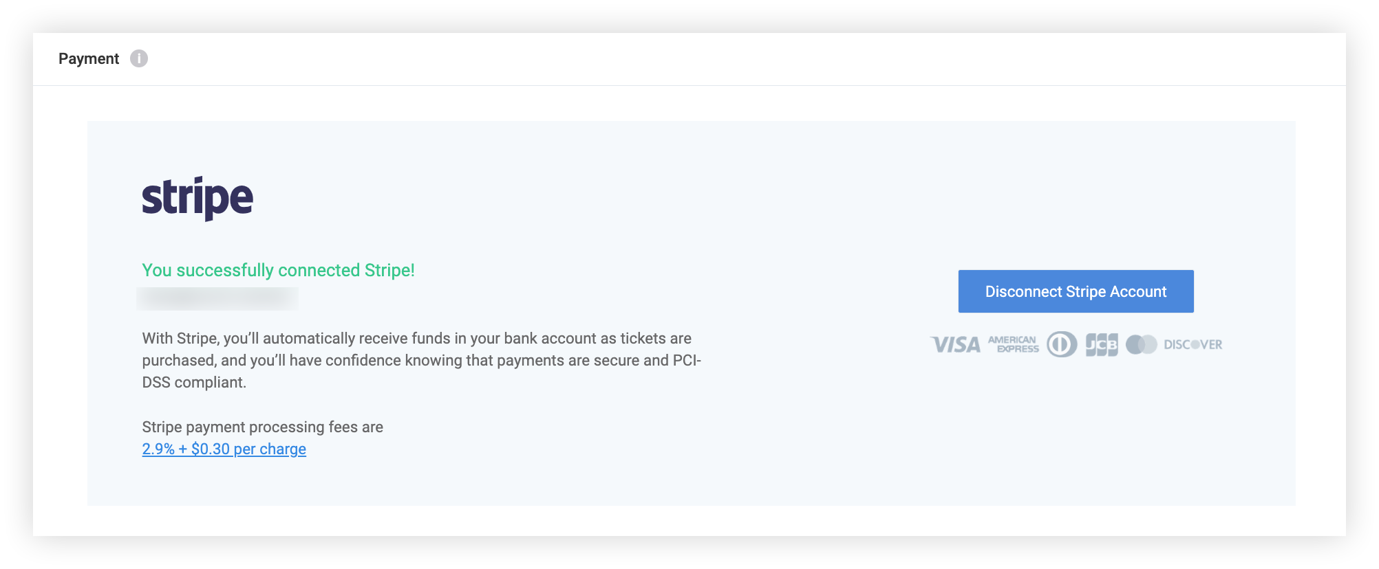 The Stripe Registration setting on the Webex Events Platform.