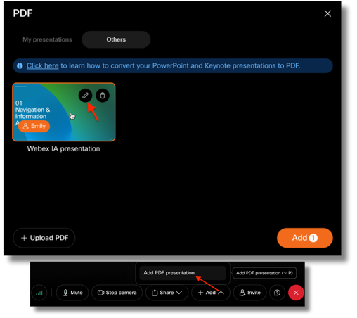 PDF Gallery with edit button highlighted to open the Edit modal
