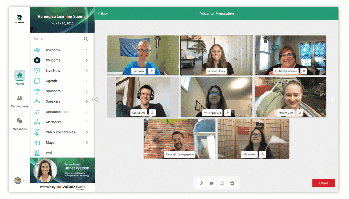 Animated GIF of eight people in a Video Room.