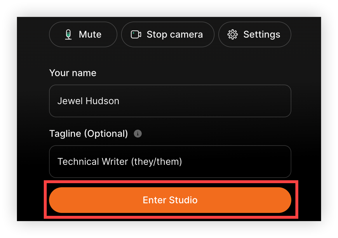 The 'Enter Studio' button.