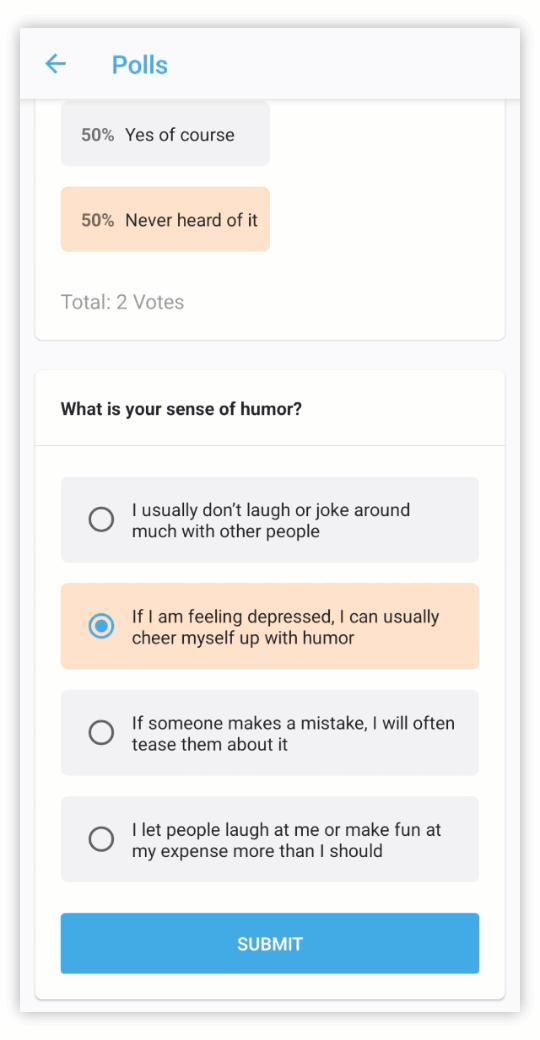 Polls in the Webex Events Mobile App.