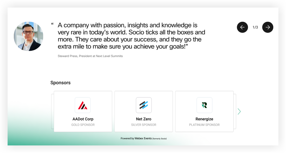 A sponsors widget set to carousel view embedded in a website.