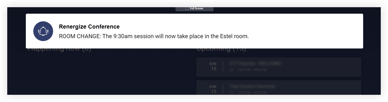 An announcement in a Live Display.