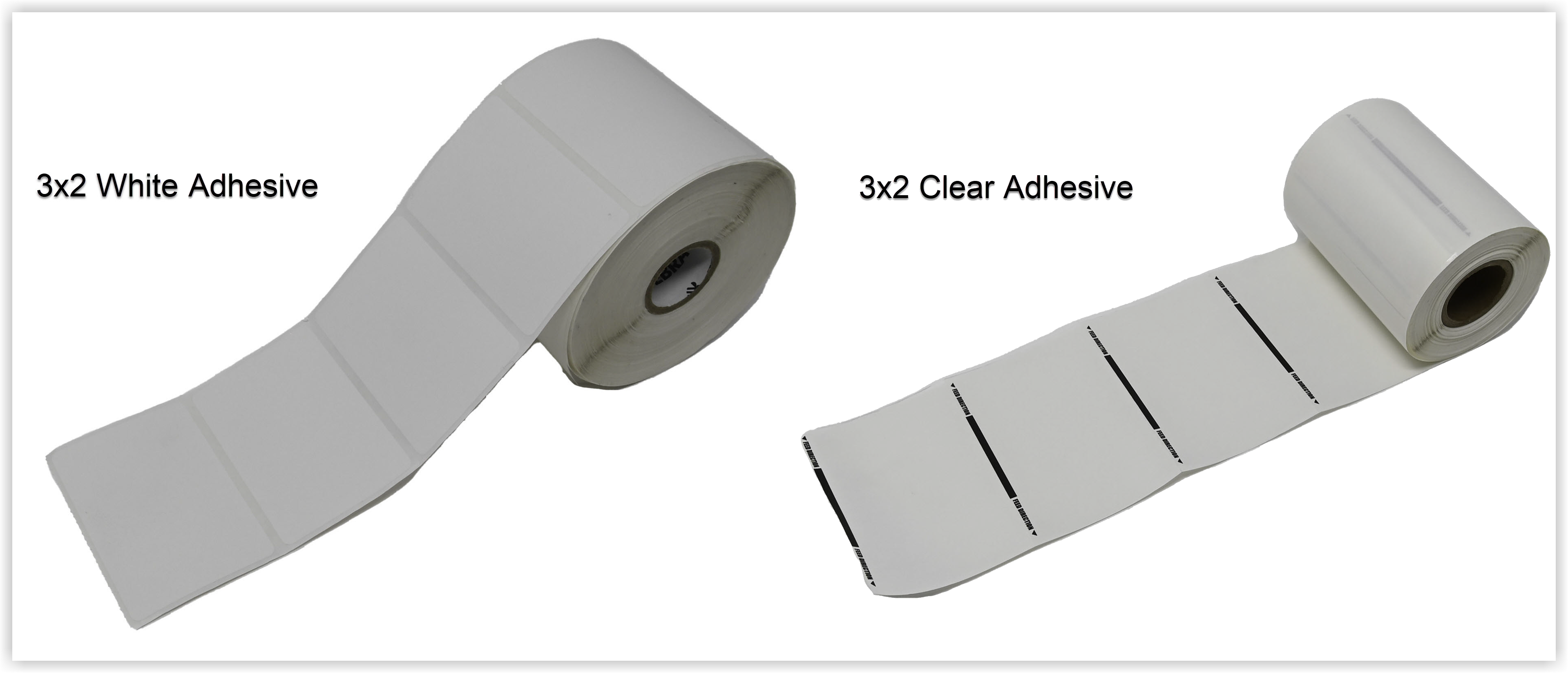 Picture of 3 by 2 white and clear adhesive badges.