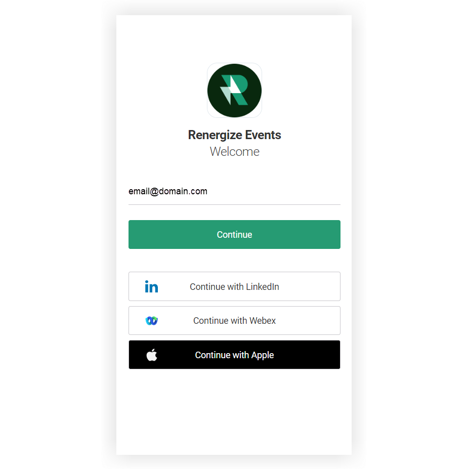 A branded App's login screen.
