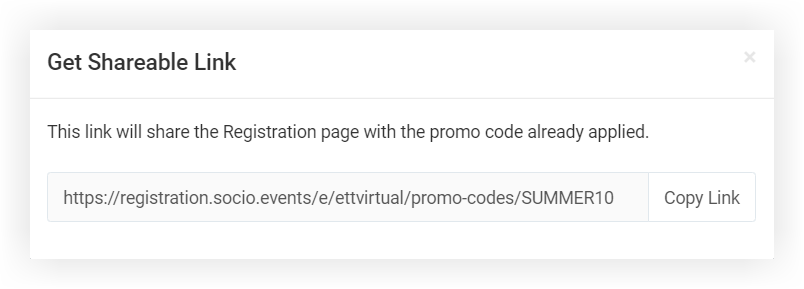 The Get Shareable Link modal.