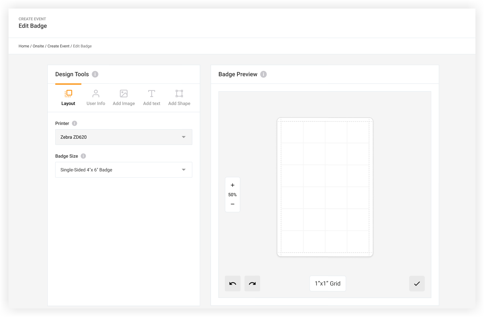 The Layout tab of the Design Tools.