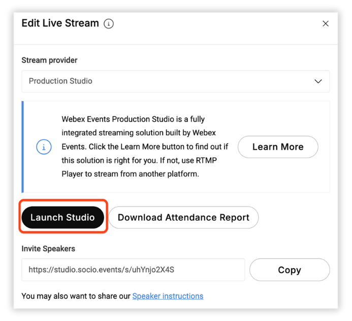 The 'Launch Studio' button.