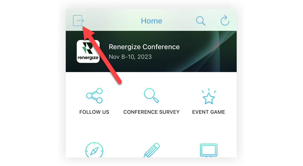 The leave event button on an Event App in the Webex Events App.