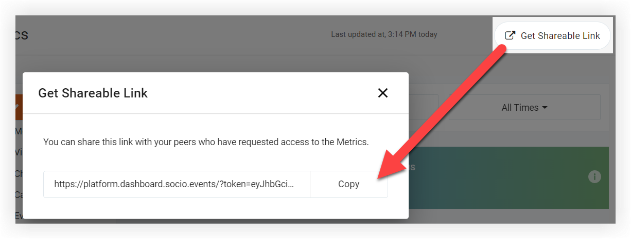 The Get Shareable Link modal.