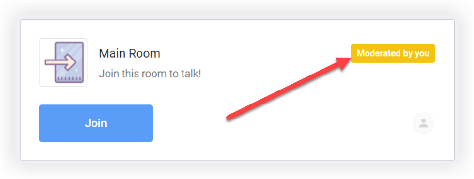 A video room with the 'Moderated by you' tag.