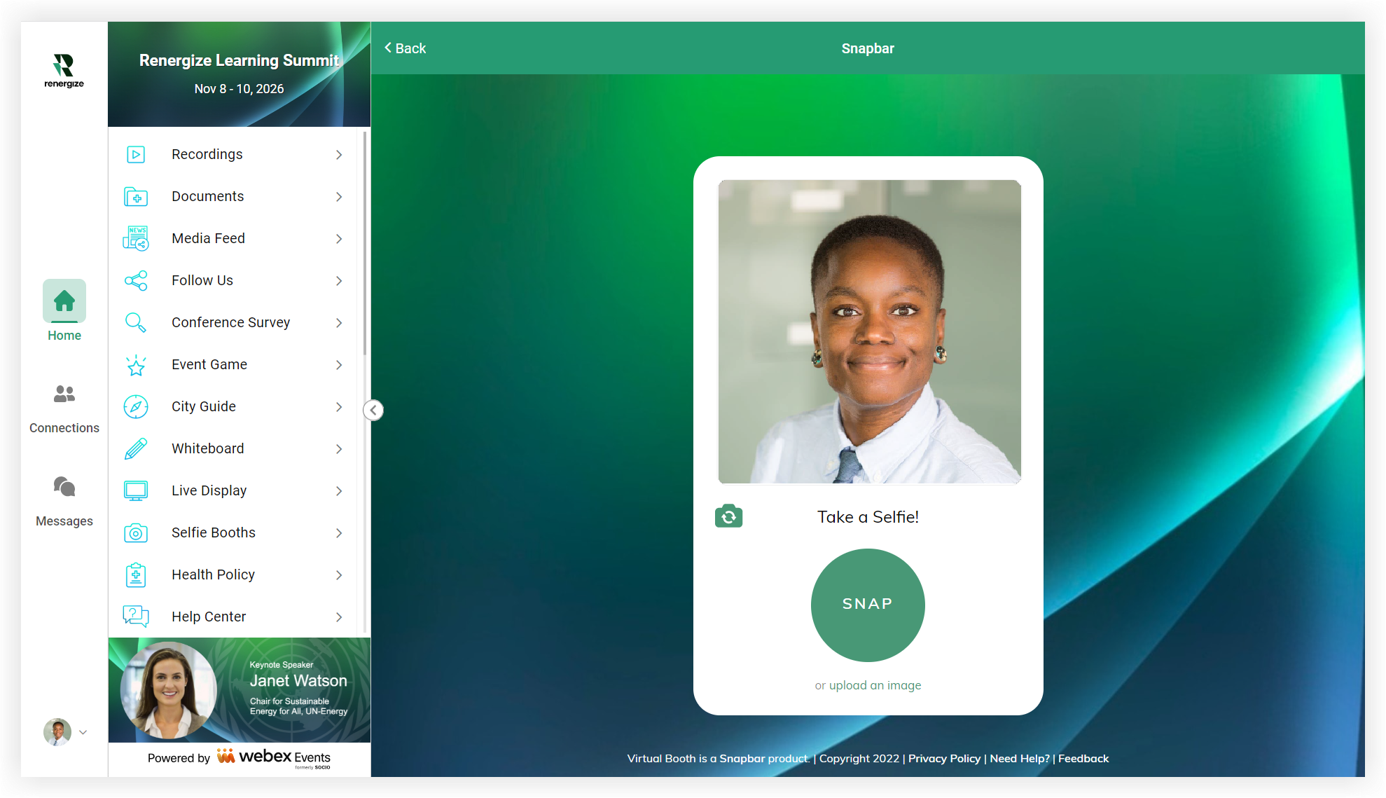 A Snapbar selfie booth in the Web App.
