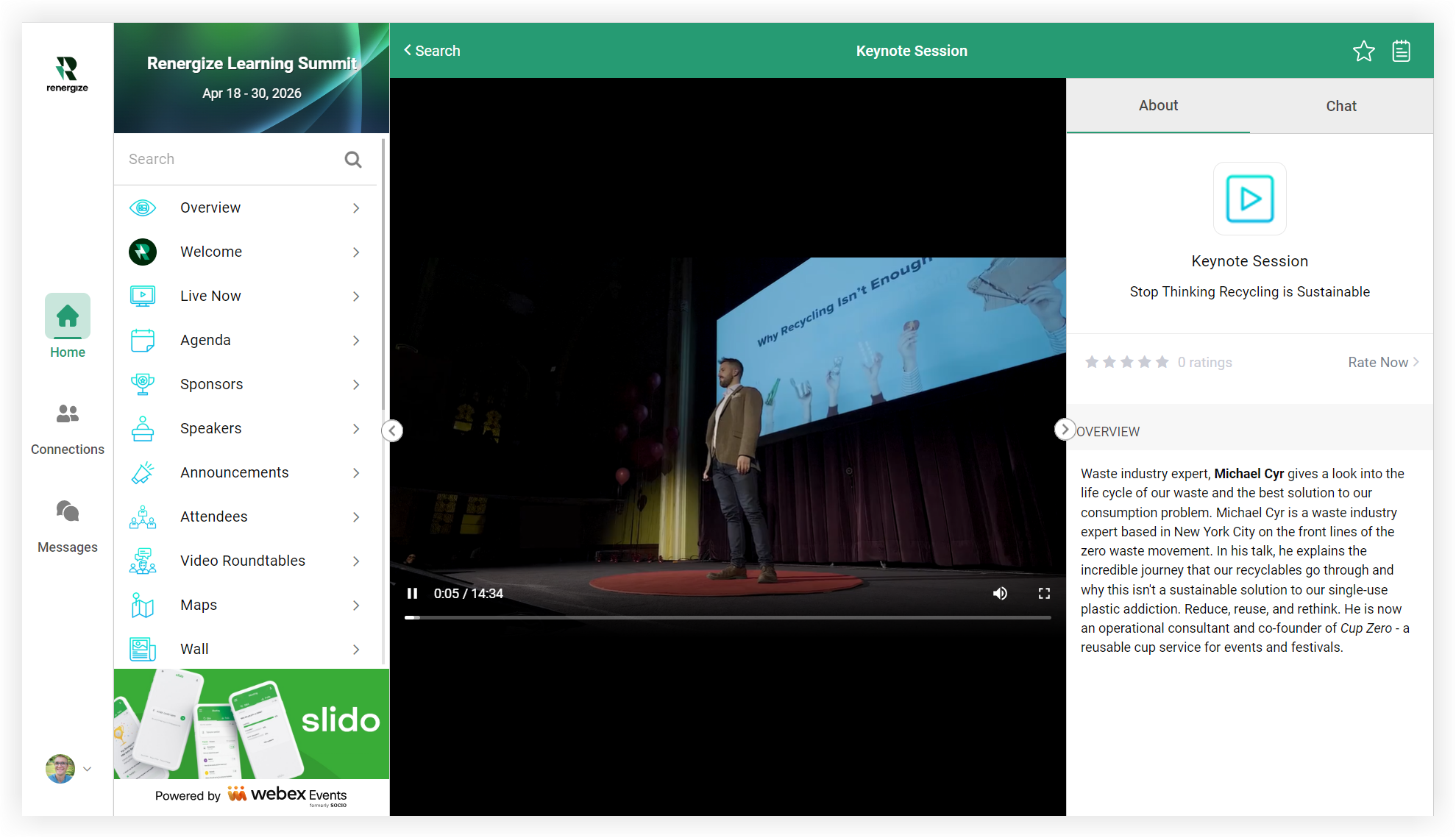 Video on Demand video playing in a Session on the Web App.
