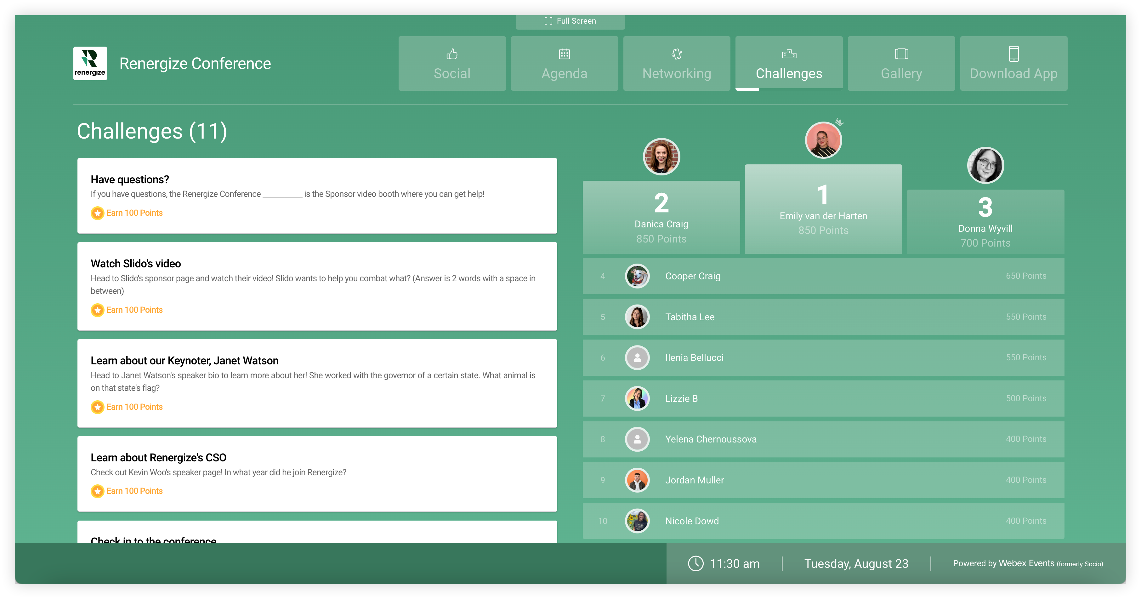 The event game on Live Display.