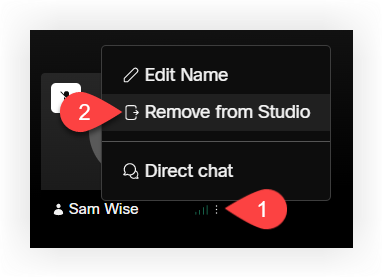 The 'Remove from Studio' option on a speaker card.