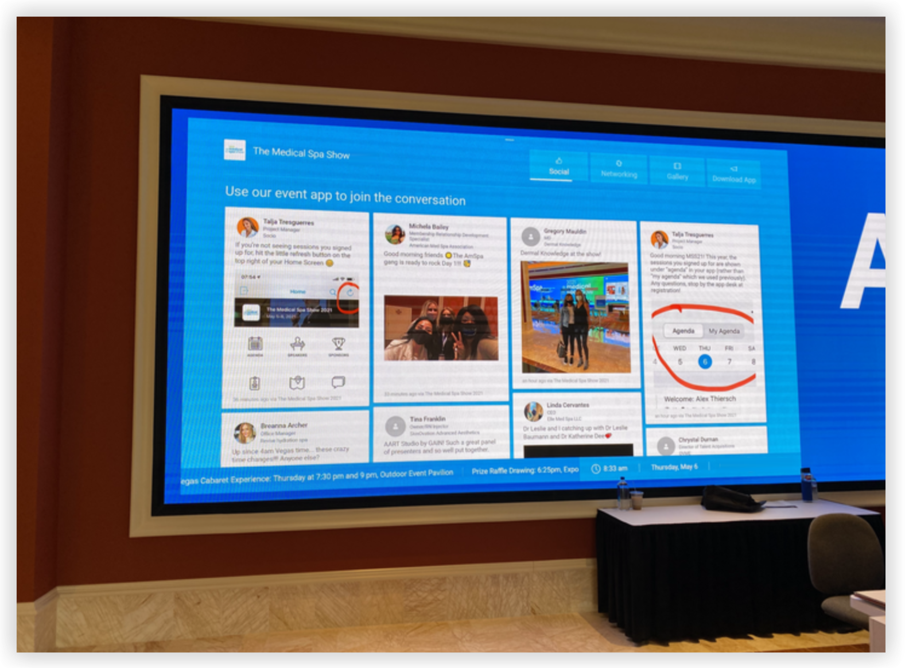 Picture of Live Display on a large screen at an event.