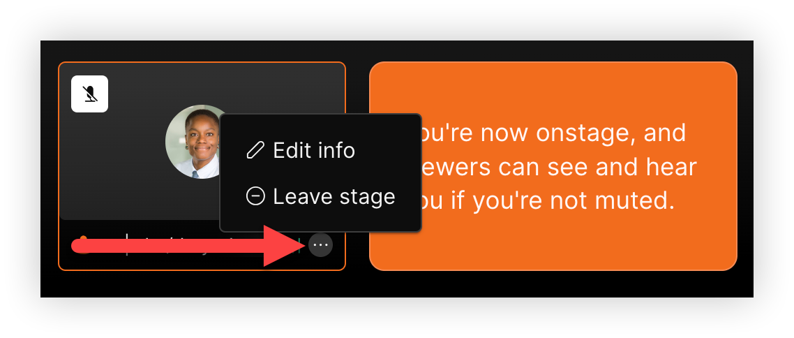 The three-dot icon menu on a speaker card expanded.