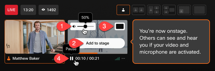 Video share card functions numbered 5 to 6.