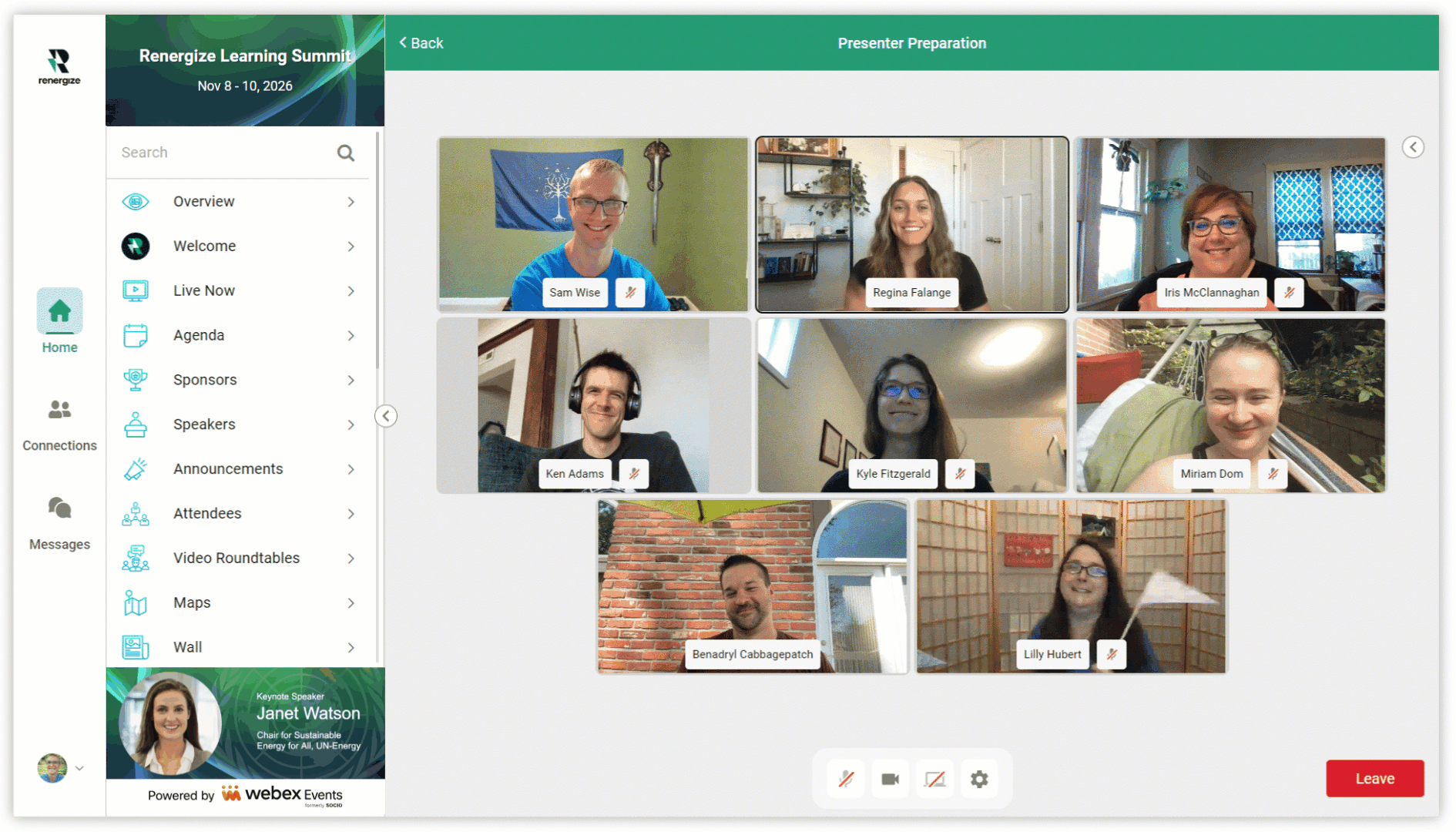 Animated GIF of eight people in a Video Room.