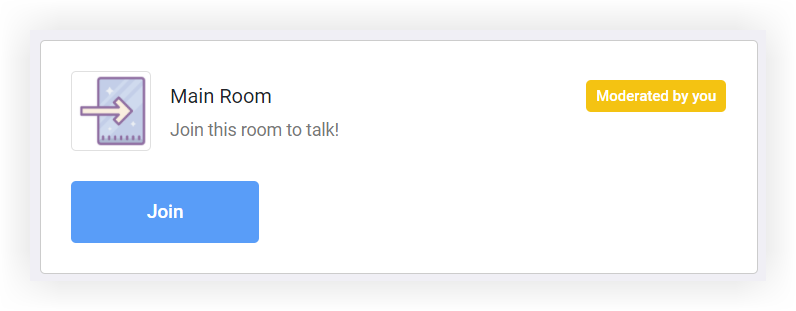 The 'Moderated by you' tag on a video room.