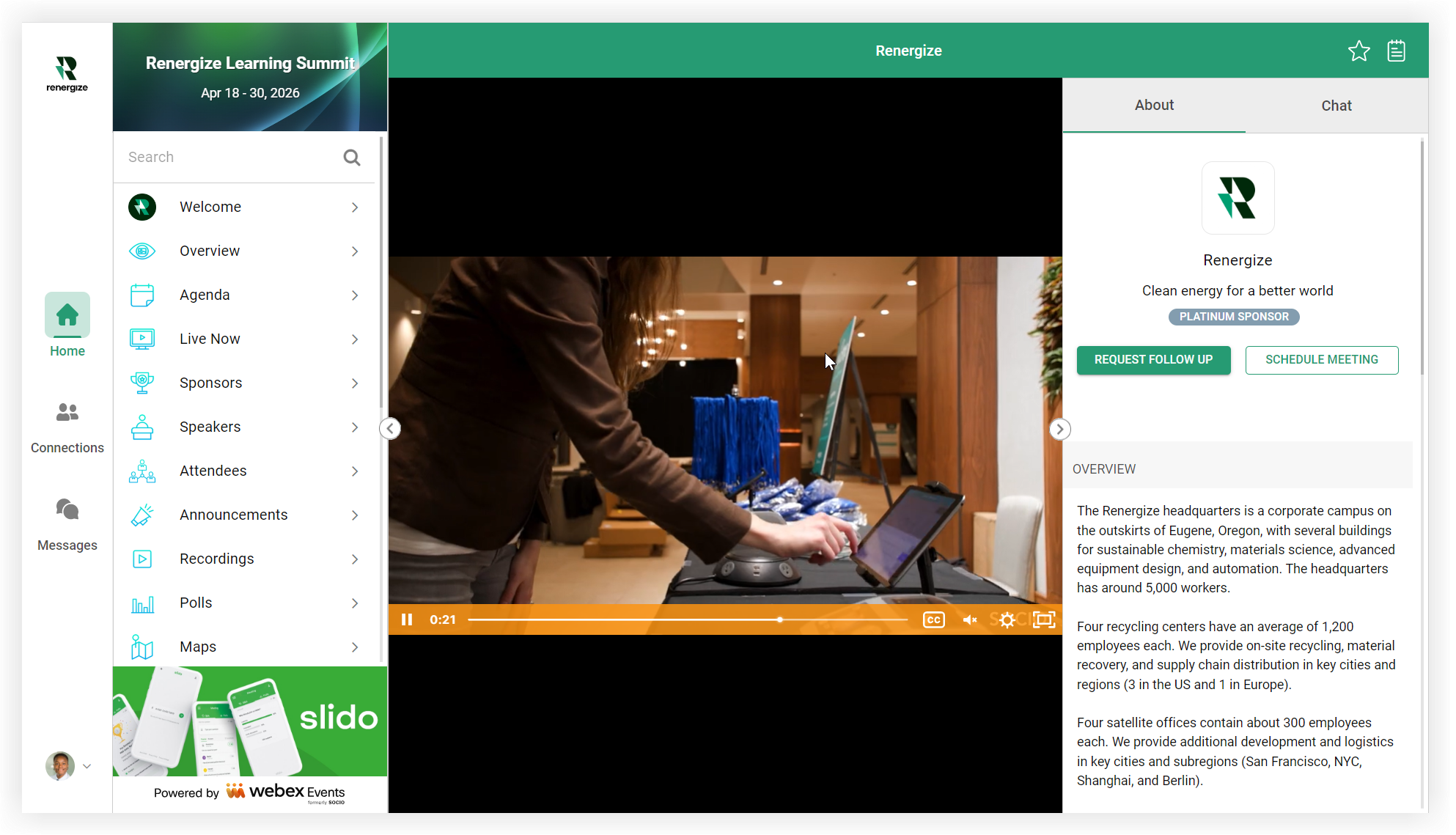 A Wistia video embedded in a Sponsor profile on the Web App.